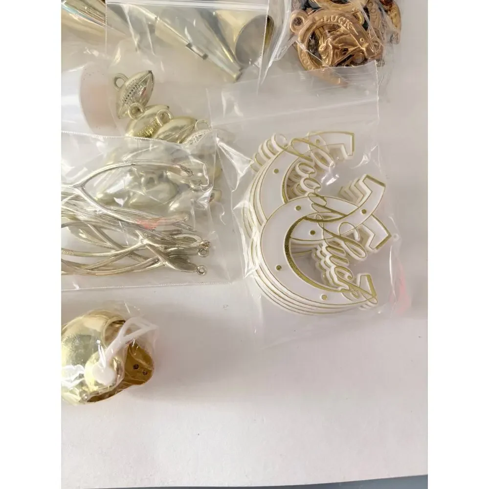 Craft Lot Gold Homecoming Mum Charms Football Stars Megaphones helmets horseshoe